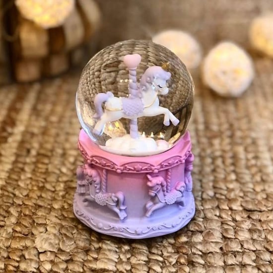 Buffer® Pilli İşıklı Müzikli Kar Küresi–at Figürlü Eğlenceli Masaüstü Biblo, Led Aydınlatmalı Dekora