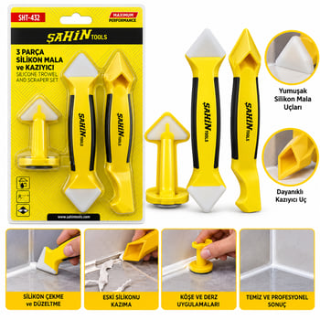 Şahin Tools Şht-432 ( 3pcs ) Silikon & Mala & Derz Kazıyıcı Set