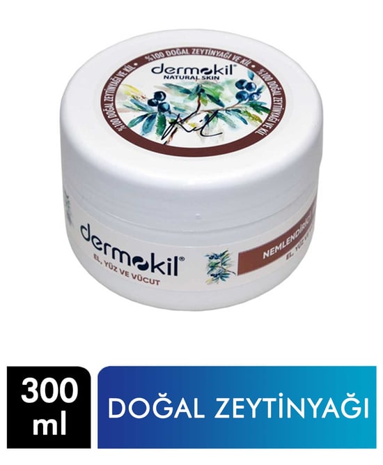 Dermokil Doğal Zeytinyağı & Kil Nemlendirici El, Yüz ve Vücut Bakım Kremi 300 Ml