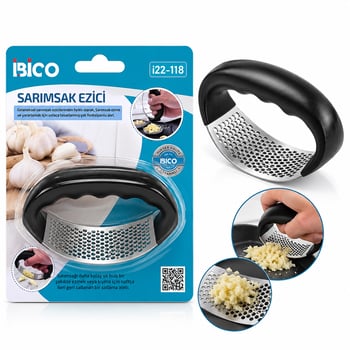 İ22-118 A Garlic Press ( Metal ) ( Zırh Modeli ) Sarımsak Ezici ( Plastik Tutacak Saplı )