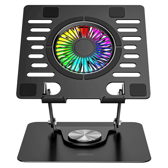 Ad-rc36 Steely 360 Derece Dönebilen Fanlı Rgb Işıklı Ayarlanabilir Siyah Metal Laptop Stand