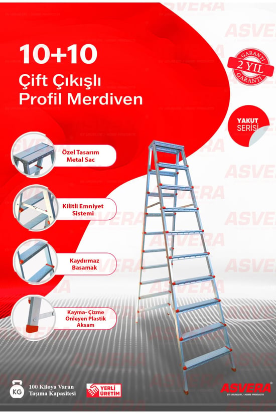 Asvera 10+10 Çift Çıkışlı Profil Merdiven