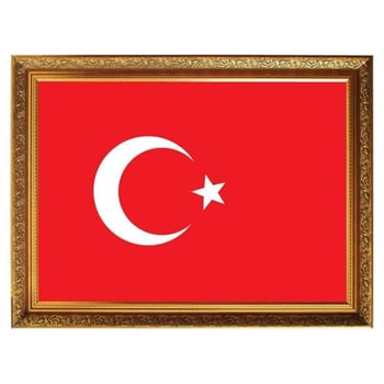 Yaldizli Çerçevelİ Türk Bayraği - 35x50cm