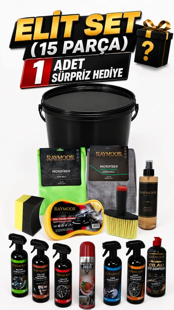 Raymoor Elit 15 Parça Premium Oto Bakım ve Temizlik Seti – 7 Özel Hediye | Komple Araç Bakım Seti