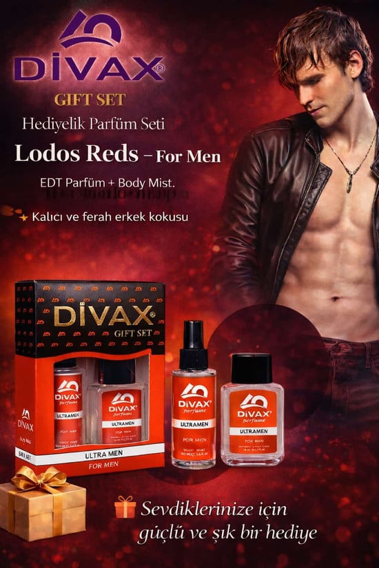 Divax Kofre Set Erkek Parfümü Lodos Reds 50 Ml.edc + 100 Ml. Body Mist