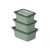 Dünya-30946-999 Mikro Line ( 3pcs = 600-1100-1800ml ) ( Dikdörtgen ) Plastik Saklama Kabı Set ( Mikrodalga Kullanılabilir )