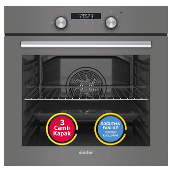 Simfer 8225 0+3 Fonksiyon Dijital Gri, Power Turbo Ankastre Fırın