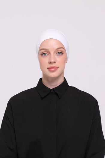 Hürren Bone Beyaz Arkadan Bağlamalı Tesettür Bone Viskon Dikişsiz Geçmeli Likralı İç Bone 3010_42