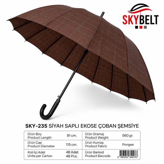 Skybelt Sky-235 ( 16 Telli ) ( Erkek ) Baston Şemsiye Protokol