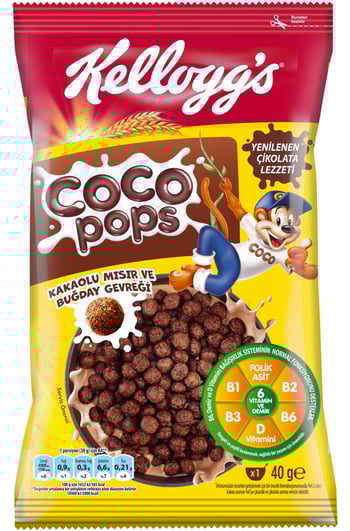 Coco Pops Çikolatalı Buğday ve Mısır Gevreği 40 Gr, Lif,demir ve 7 Vitamin Içerir