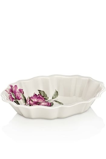Noble Life Menekşe Desenli Porselen Dalgalı Oval Servis Tabağı 24 Cm