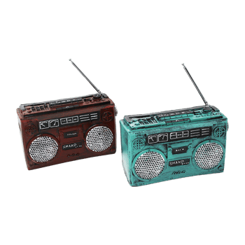 İ12-214-b ( Radyo ) Vintage Dekoratif Biblo & Kumbara Renkli ( 17x17x5.5cm ) ( Reçine )