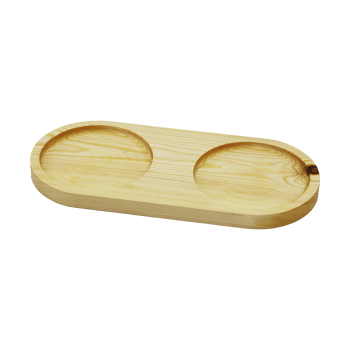 Taraklı Trk-389 ( 2 Bölmeli & Oval ) ( Açık Renk=sade ) Ahşap Yağdanlık Altlık ( 27x12.5cm )