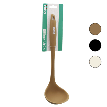 İ22-038 ( Büyük=70ml ) ( Renkli Silikon ) ( Servis ) ( Kepçe ) ( Silikon Saplı ) ( 28cm )