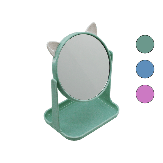 İ15-025 ( 6" & 15cm ) ( Yuvarlak ) ( Kulaklı ) Makyaj Aynası ( Renkli Plastik ) ( Takılık Sepetli=12x15.5cm )
