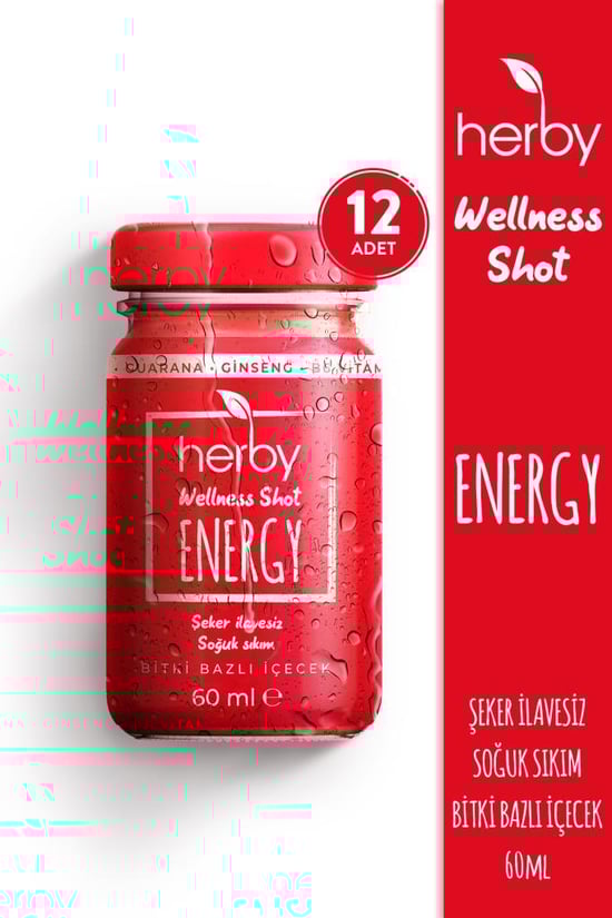 Energy Ginseng Shot 12'li Paket Enerji Desteği Bitki Bazlı İçecek 60 Ml