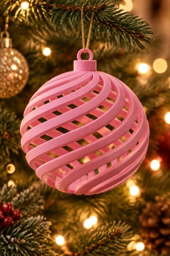 Spiral Figürlü Dekratif Yılbaşı Ağacı Süsü Pembe