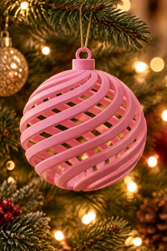 Spiral Figürlü Dekratif Yılbaşı Ağacı Süsü Pembe