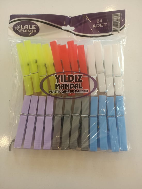 Lale Yıldız 24'lü Büyük Mandal-çamaşır Mandalı