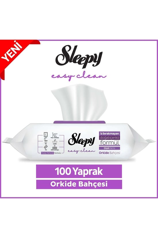 Sleepy Easy Clean Orkide Bahçesi Yüzey Temizlik Havlusu Islak Mendil  100 Lü