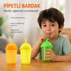 Qlux L-01020 ( Şeffaf Renkli ) Rainbow Pipetli Bardak Plastik ( 450ml )