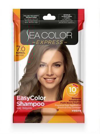Sea Color Express Şampuan Boya, Şampuan Kolaylığında Saç Boyama 7.0 Kumral