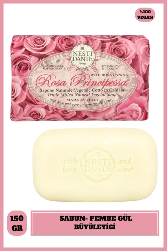 Nesti Dante Le Rose Principessa Pembe Gül Suyu ve Kokulu Nemlendircili Katı Sabun