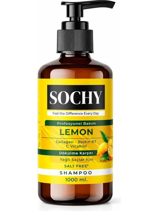 Sochy Limon Özlü Saç Şampuanı 1000 Ml Tuzsuz Dökülme Karşıtı, Biotin, Piroctone Olamin Yağlı Saçlar İçin