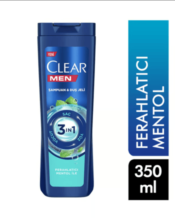 Clear Şampuan 350 Ml Men 3 In 1 Şampuan & Duş Jeli Ferahlatıcı Mentol Etkisi