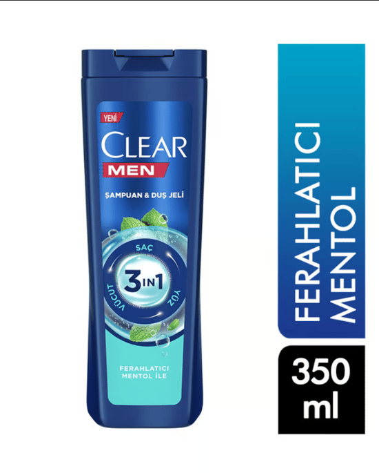 Clear Şampuan 350 Ml Men 3 In 1 Şampuan & Duş Jeli Ferahlatıcı Mentol Etkisi