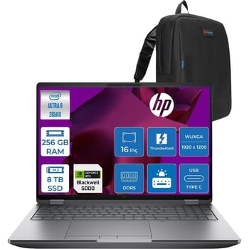 HP Zbook Fury G1I Intel Ultra 9 285HX Ddr5 256GB 8tb SSD 24GB/RTXPRO5000 Wuxga 400NITWi-Fi 7+Bt 5.4 