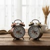 Twin Bell Alarm Clock Bgc-52 Yuvarlak Masa Çalar Saat ( Metal Kasa Eskitme Desenli ) ( Pilli & Işıklı ) ( Çap: 10cm )