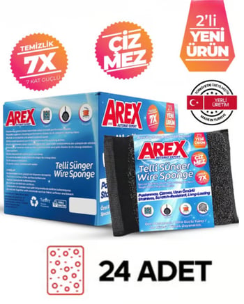 Arex İnox Sihirli Paslanmaz Telli Bulaşık Süngeri (24 Adet)