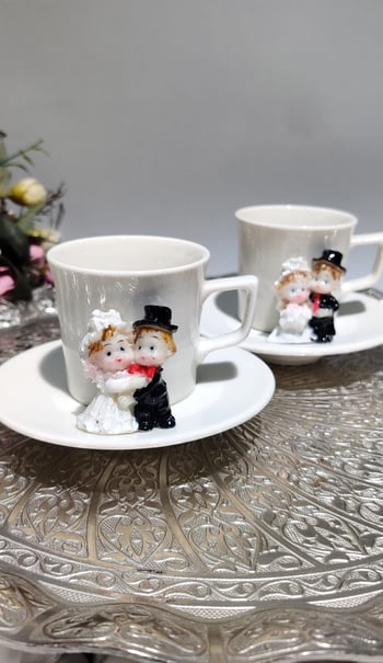 Kirlinova® Gelin Damat 2'li Porselen Fincan Takımı