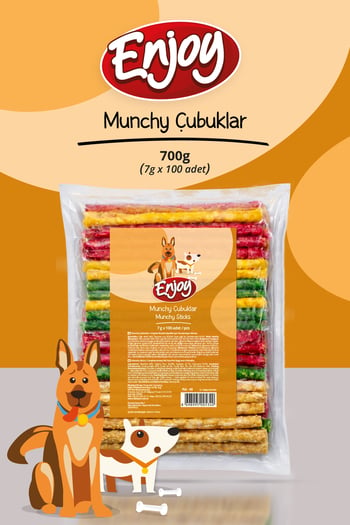 Munchy Burgu Çubuk Köpek Kemiği 7g X 100 Adet