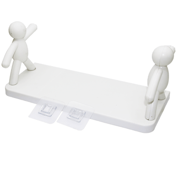 Baysa-1124 ( Beyaz ) ( 13.5x33cm ) ( Rambo Manken ) Tutacaklı Plastik Etejer ( Yapışkanlı ) (etajer)