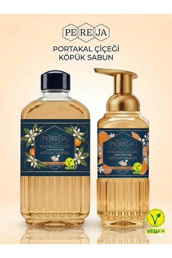 Pereja Portakal Çiçeği Doğal Zeytinyağlı Köpük Sabun 1000 Ml + 500 Ml Avantajlı Paket