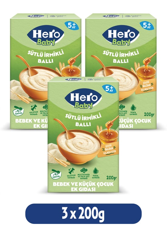 Hero Baby Sütlü İrmikli Ballı 200g X3