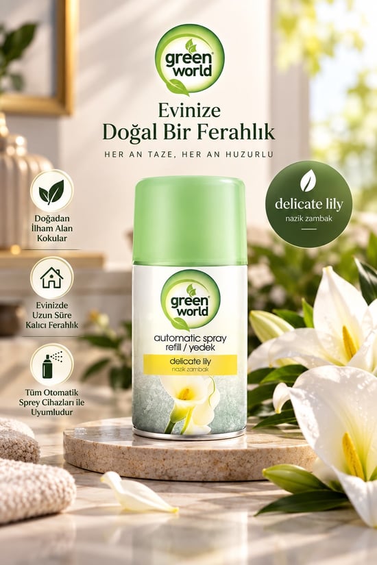Green World Oda Kokusu Otomatik Makine Yedeği 250 ml Narin Zambak