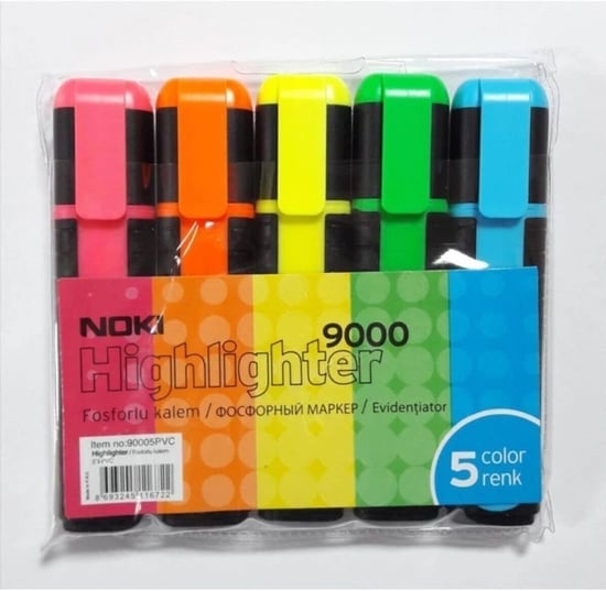 Noki 9000p Fosforlu Kalem Pastel 5 Renk