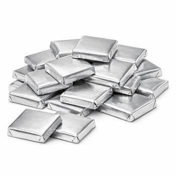 Miskets Sütlü Kare 7 Gr Madlen Çikolata Gümüş Sargı 3000 Gr