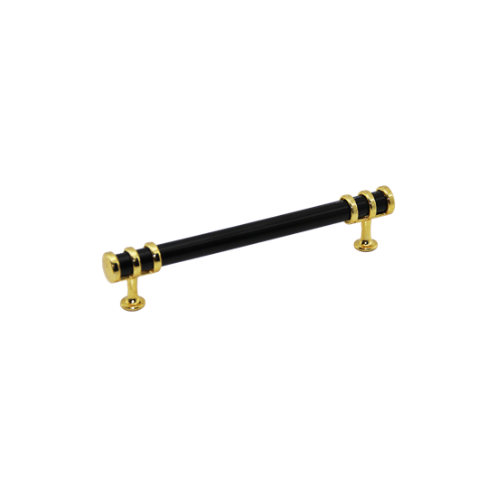 -943 ( 12.8cm ) ( Yüzük Altın & Kulp Siyah ) Boru Çekmece Kulp