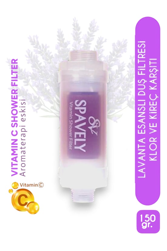 Spavely Lavanta Esanslı Duş Başlığı Filtresi Arıtması Güney Kore Menşei Klor Kireç Karşıtı Hoş Kokulu 150 Gr