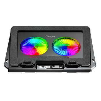 Classone GT102 Gaming Laptop Soğutucu 2200rpm  Rgb Işıklı   Led Display Notebook Soğutucu Stand