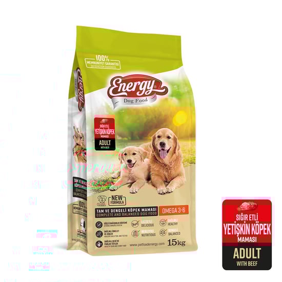DOG FOOD ENERGY® 15 kg Sığır Etli Yetişkin Köpek Maması