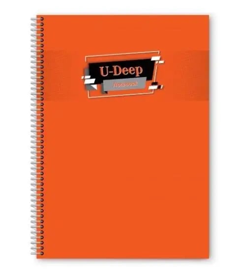U-deep 60 Yaprak Plastik Kapak Telli Çizgili Defter
