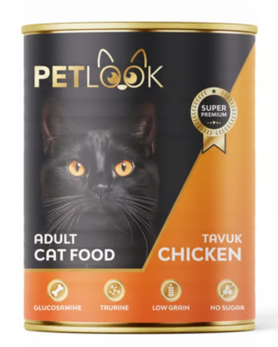Petlook Konserve Yetişkin Kedi Maması Tavuk Etli Kıyılmış Pate Etli 415 GR