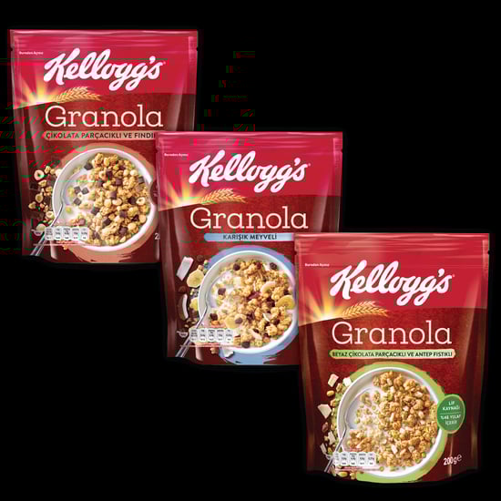 Kellogg’s Granola Paketi 200 Gr X 3 Adet (çikolata Parçacıklı&fındık,karışık )