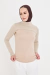 Hürrem Bone Bej Tesettür Balıkçı Yaka Boyunluklu Kolluk Viskon Düz 1025_12