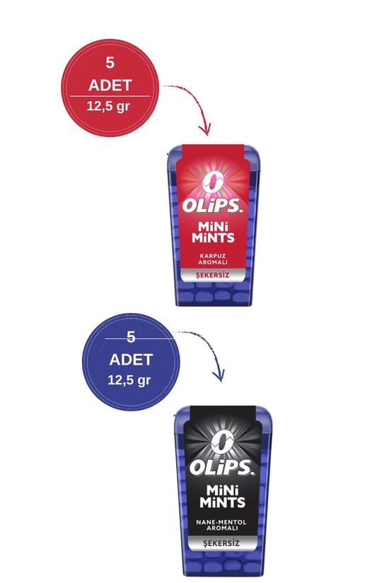 Olips Mini Mints Karpuz - Nane&mentol Aromalı Şeker Paketi - 10 A